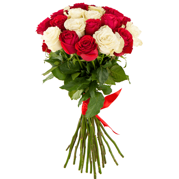 Из красных и белых роз