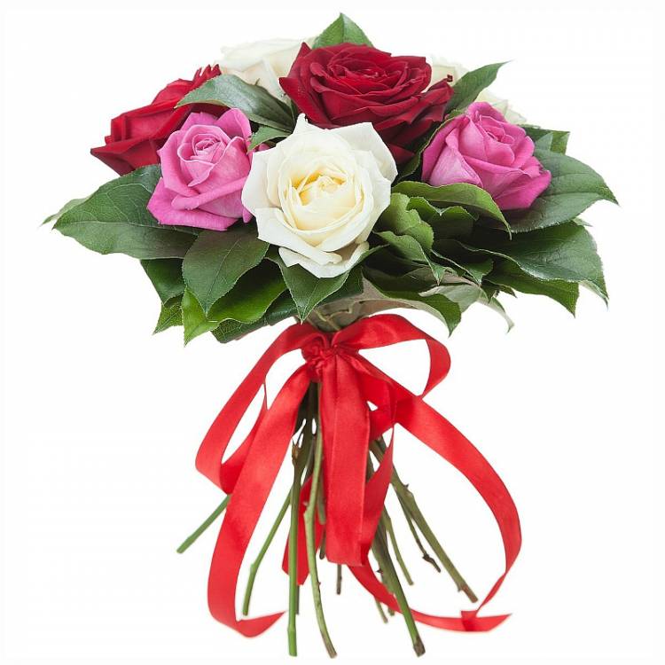 Из 7 разноцветных роз